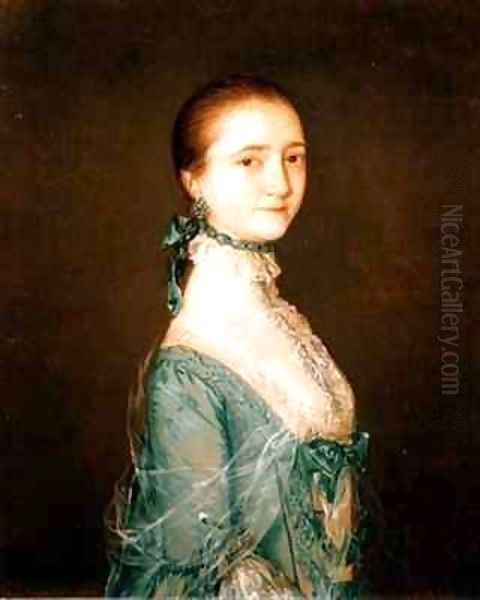 Elizabeth wife of Richard Colville in a blue dress Oil Painting by Thomas Gainsborough