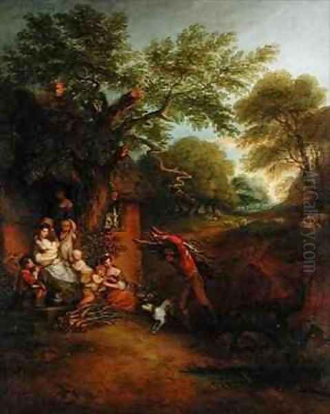 Figures before a Cottage Oil Painting by Thomas Gainsborough