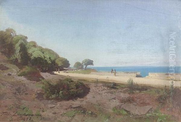 Sudlicher Uferweg Am Meer. Oil Painting by Friedrich Zimmermann