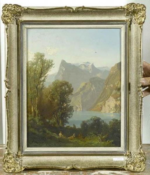 Vierwaldstattersee Mit Dem Urirotstock. Oil Painting by Friedrich Zimmermann