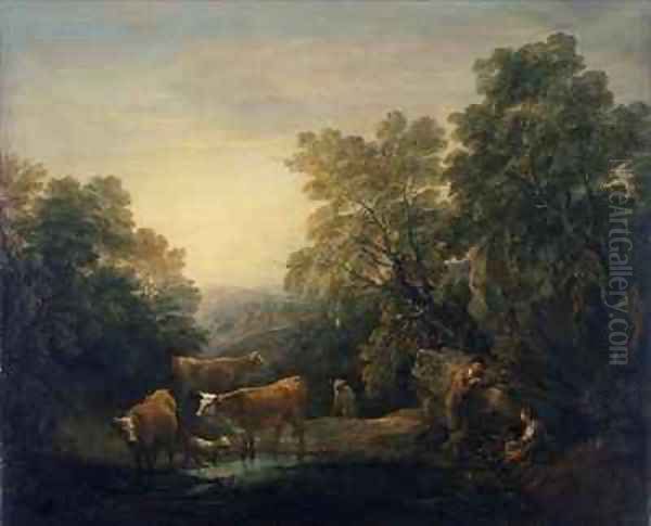 Rocky landscape with Hagar and Ishmael 2 Oil Painting by Thomas Gainsborough