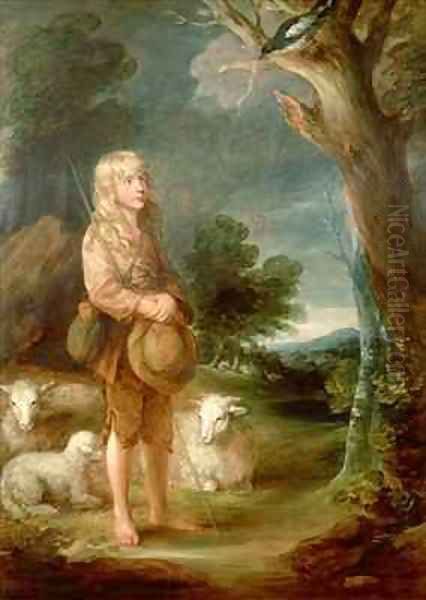 Shepherd boy listening to a magpie Oil Painting by Thomas Gainsborough