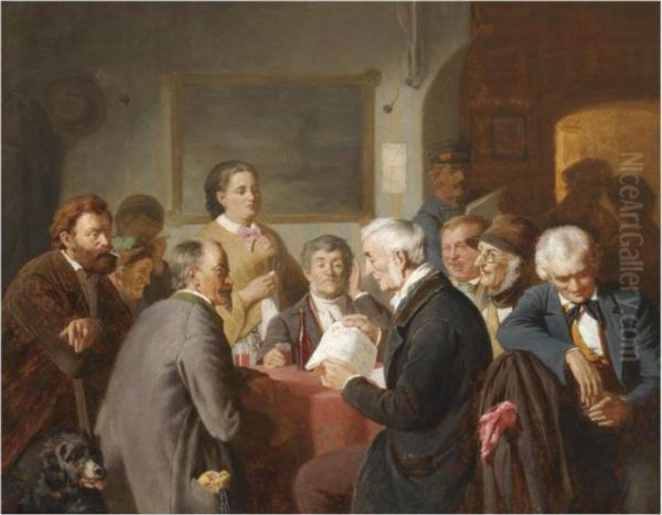 Die Gaststube Oil Painting by Reinhard Sebastian Zimmermann