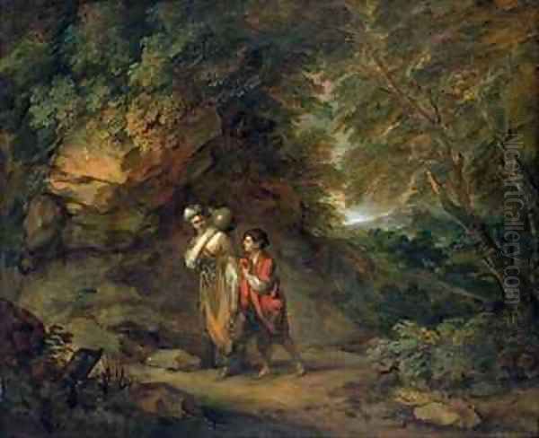 Rocky landscape with Hagar and Ishmael Oil Painting by Thomas Gainsborough