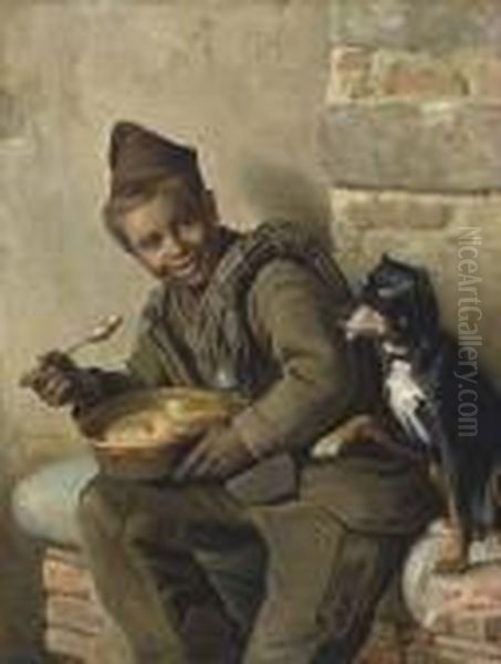 Meal Time For The Chimeny Sweep Oil Painting by Aurelio Zingoni