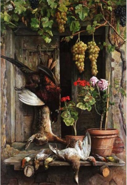 Still Life With Game Oil Painting by Aurelio Zingoni