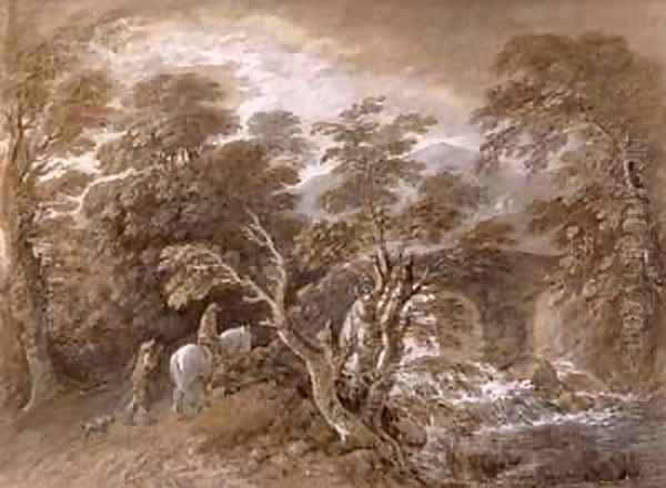 A Woodland Pool with Rocks and Plants Oil Painting by Thomas Gainsborough