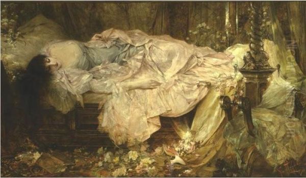 Lady Sleeping Oil Painting by Franciszek Zmurko