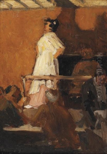 Scene De Cabaret A Gibraltar (esquisse) Oil Painting by Henri Achille Zo