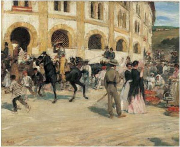 L'entree Des Arenes Oil Painting by Henri Achille Zo