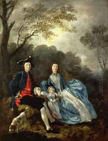 The Artist with his Wife and Daughter Oil Painting by Thomas Gainsborough