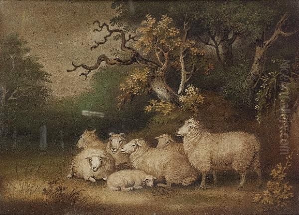 Sheep In A Landscape Oil Painting by Benjamin Zobel