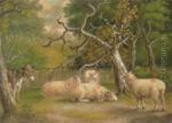 Donkey And Sheep Oil Painting by Benjamin Zobel