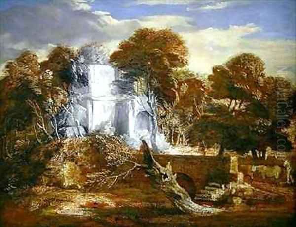 Landscape with a Figure and Cattle Oil Painting by Thomas Gainsborough