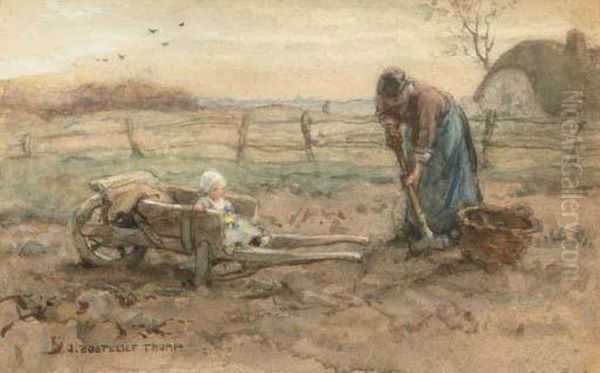 In The Wheelbarrow Oil Painting by Jan Zoetelief Tromp