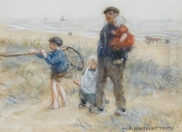 The Fisherman's Return Oil Painting by Jan Zoetelief Tromp