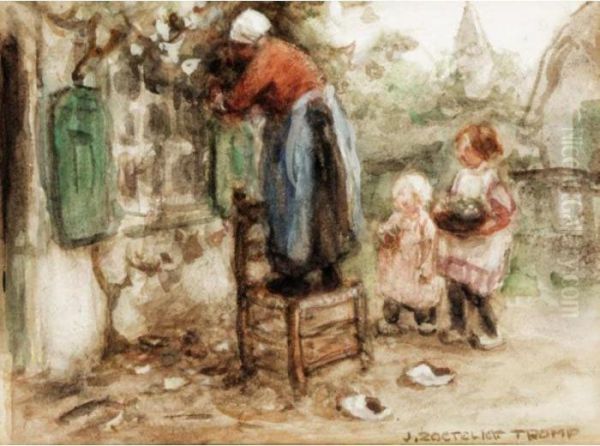 Picking Fruit Oil Painting by Jan Zoetelief Tromp