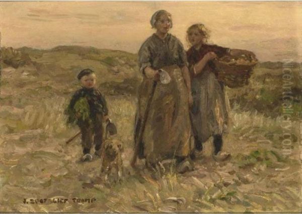 Strolling In The Fields Oil Painting by Jan Zoetelief Tromp