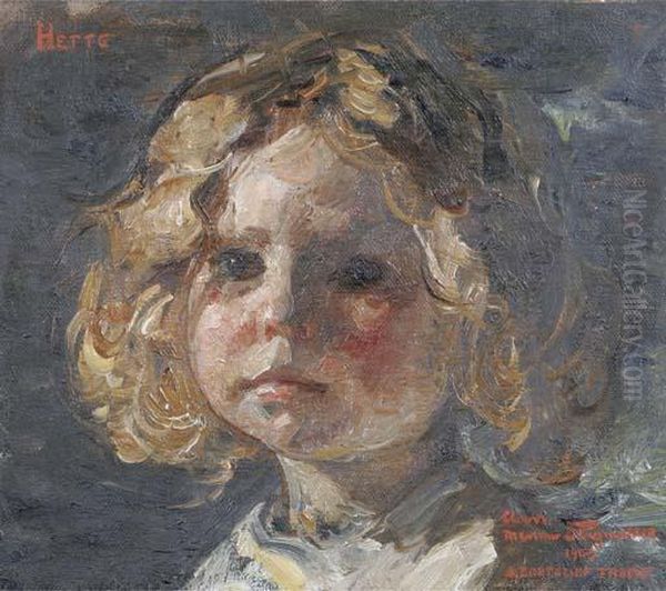 Portrait Of The Artist's Daughter, Hette Oil Painting by Jan Zoetelief Tromp