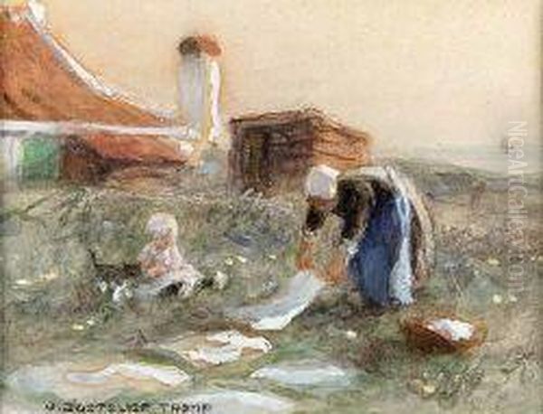 Drying The Laundry Oil Painting by Jan Zoetelief Tromp