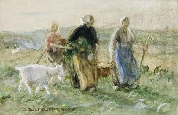 Returning From The Fields Oil Painting by Jan Zoetelief Tromp