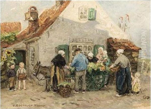 A Vegetable Seller In Front Of The 