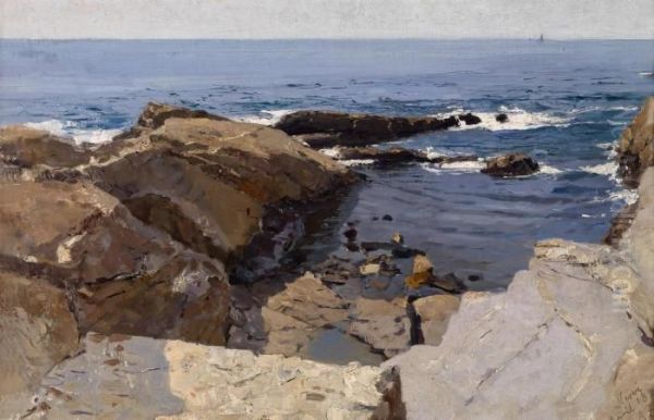 Coast Near Nervi Oil Painting by Alfred Zoff