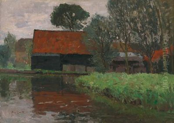 An Einem Kanal In Holland Oil Painting by Alfred Zoff