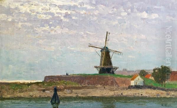 Windmuhle Bei Vlissingen Oil Painting by Alfred Zoff