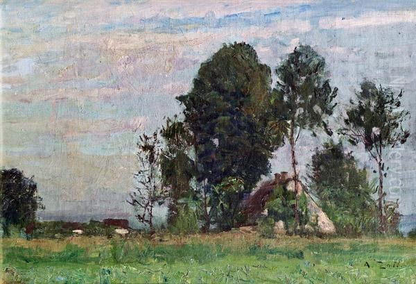 Landschaft Bei Stainz Oil Painting by Alfred Zoff