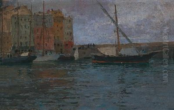 Der Hafen Von Camogli (genua) Oil Painting by Alfred Zoff