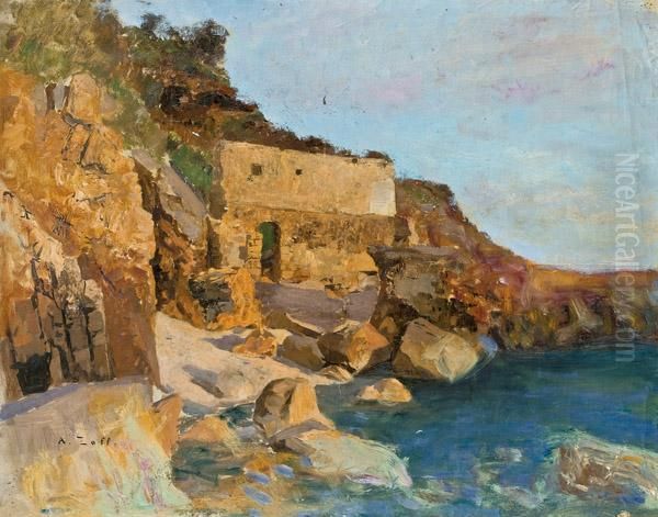 Ligurische Kuste Oil Painting by Alfred Zoff