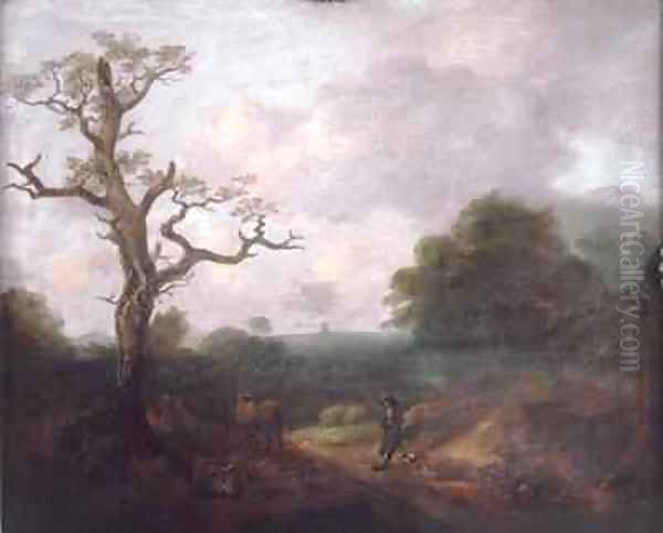 Landscape with a Cowherd Oil Painting by Thomas Gainsborough