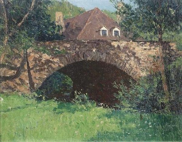 Ansicht Einer Bogenbrucke. Oil Painting by Alfred Zoff