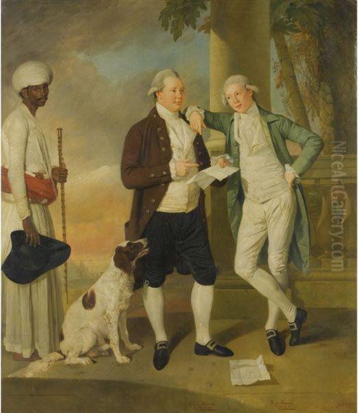 Portrait Of Claud Alexander 
(1752-1809), With His Brother Boyd,attended By An Indian Servant Oil Painting by Johann Zoffany