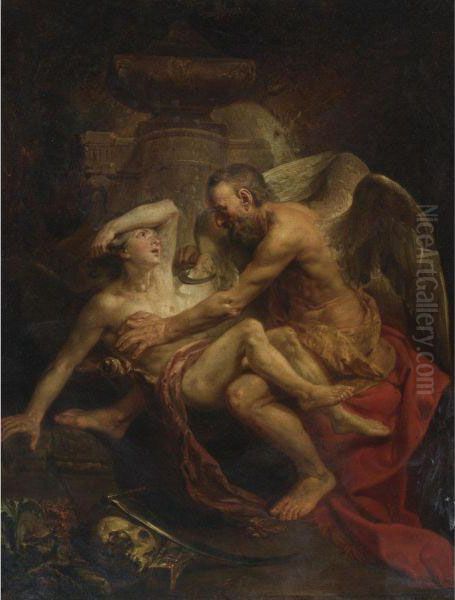 Time Clipping The Wings Of Love Oil Painting by Johann Zoffany