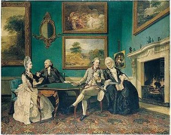 The Dutton Family In The Drawing Room Of Sherborne Park, Gloucestershire Oil Painting by Johann Zoffany