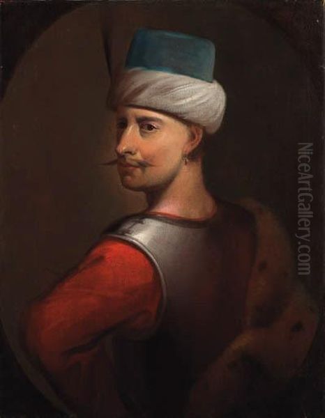 Portrait Of A Turk, Previously 
Identified As Sultan Sellim Iii,half-length, In A Red Jacket With A 
Breast Plate And A Featheredturban Oil Painting by Johann Zoffany