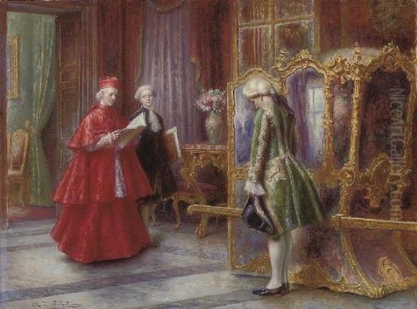 A Cardinal With His Attendants Oil Painting by A. Zoffoli