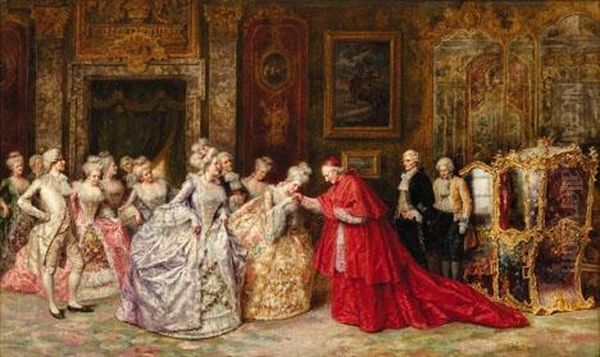 An Audience With The Cardinal Oil Painting by A. Zoffoli