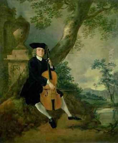 The Rev John Chafy Playing a Cello Oil Painting by Thomas Gainsborough