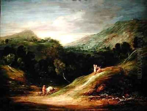 Mountain Landscape with a Drover and a Packhorse Oil Painting by Thomas Gainsborough