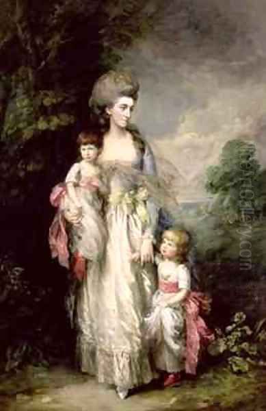 Mrs Moody and two of her children Oil Painting by Thomas Gainsborough