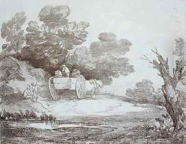 Wooded Landscape Country Cart and Figures Oil Painting by Thomas Gainsborough