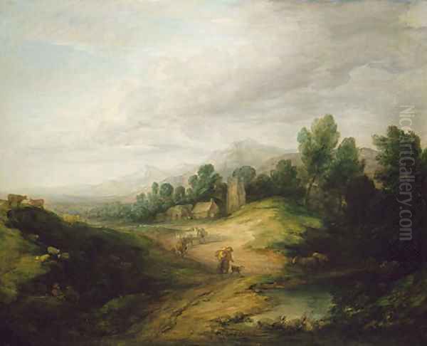 Wooded Upland Landscape probably 1783 Oil Painting by Thomas Gainsborough