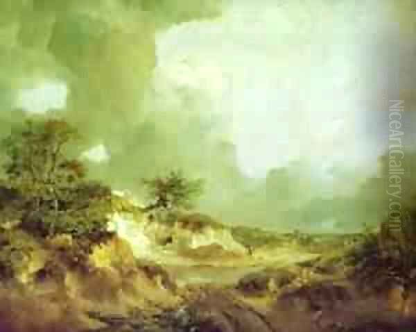 Landscape With Sandpit 1746-1747 Oil Painting by Thomas Gainsborough