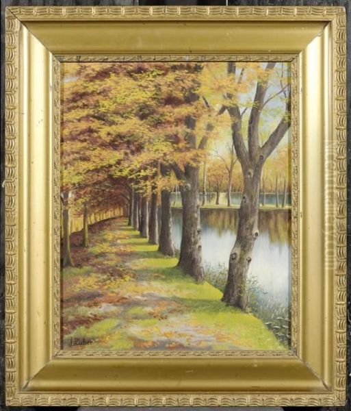 Allee Am See Oil Painting by Jean Henri Zuber