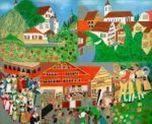 Landsgemeinde In Appenzell Oil Painting by Jean Henri Zuber