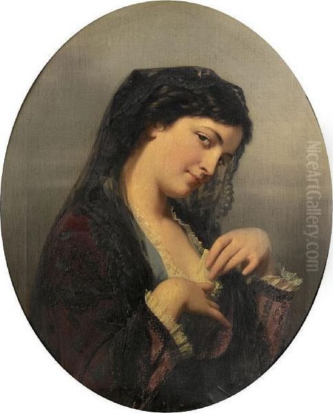 A Cherished Love Letter Oil Painting by Fritz Zuber-Buhler