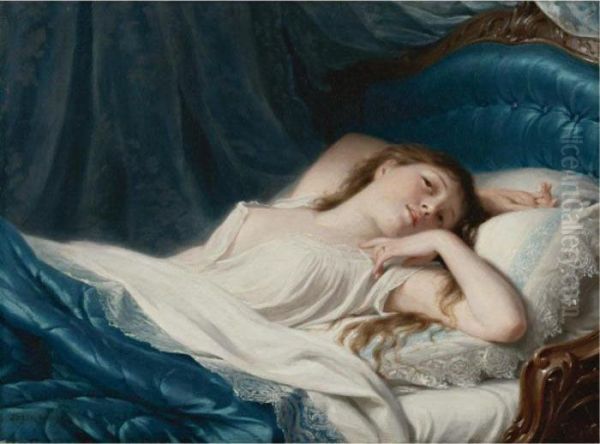 Reclining Beauty Oil Painting by Fritz Zuber-Buhler